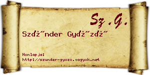 Szünder Győző névjegykártya